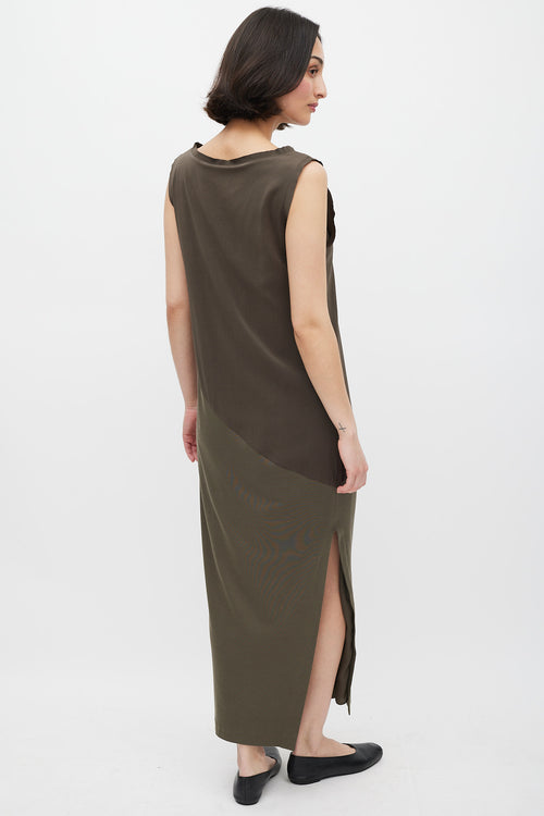 Brunello Cucinelli Brown Silk Panelled Dress