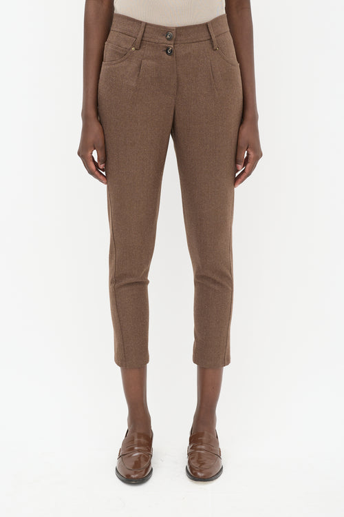 Brunello Cucinelli Brown Wool Tapered Trouser