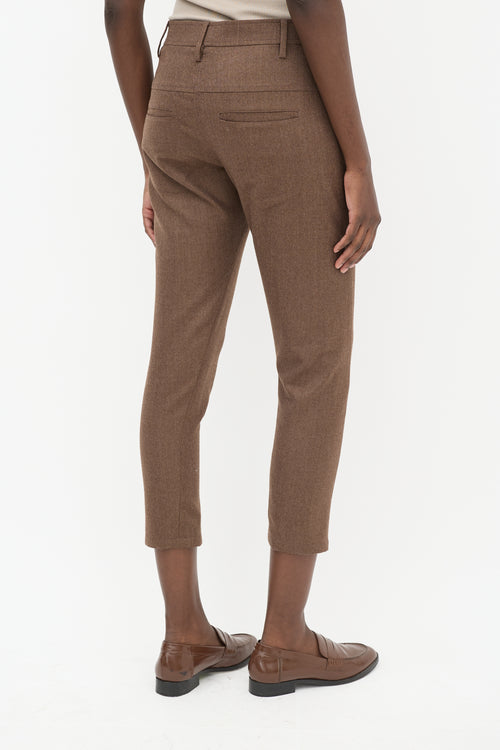 Brunello Cucinelli Brown Wool Tapered Trouser