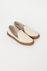 Brunello Cucinelli Cream & Brown Monili Slip On Sneaker