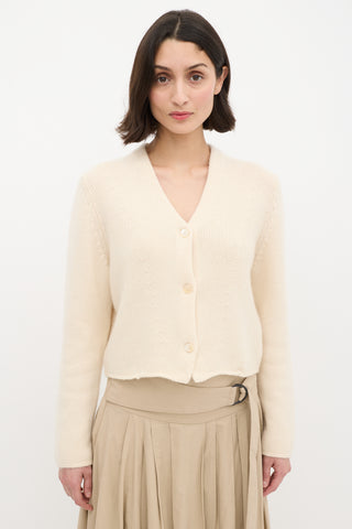 Brunello Cucinelli Cream Cashmere V-Neck Cardigan