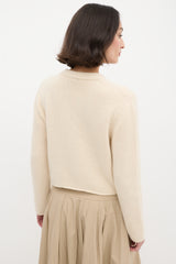 Brunello Cucinelli Cream Cashmere V-Neck Cardigan