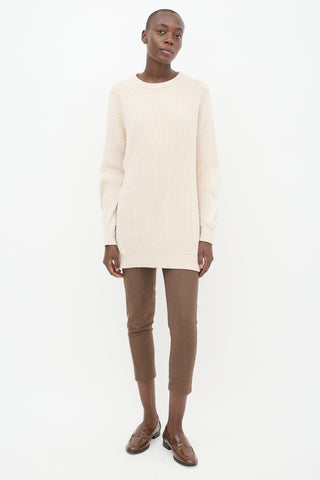 Brunello Cucinelli Cream Cashmere & Silk Panelled Sweater