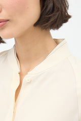 Brunello Cucinelli Cream Monili Trim Double Collar Shirt