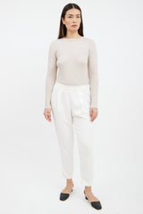 Brunello Cucinelli Cream Silk Drop Seat Trouser
