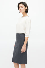Brunello Cucinelli Cream Silk & Grey Cotton Dress