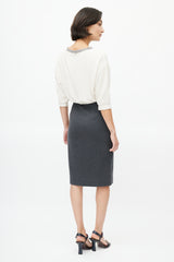 Brunello Cucinelli Cream Silk & Grey Cotton Dress