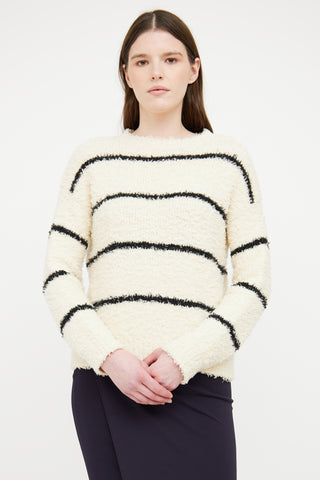 Brunello Cucinelli Cream & Black Stripe Sweater
