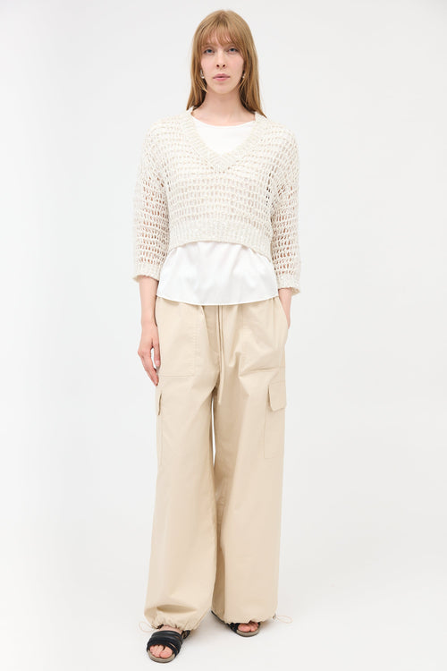 Brunello Cucinelli Cropped Open Knit Sweater