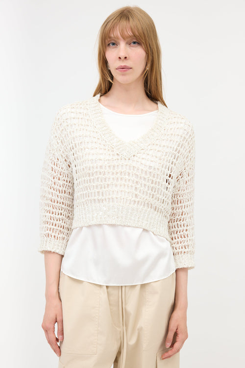 Brunello Cucinelli Cropped Open Knit Sweater