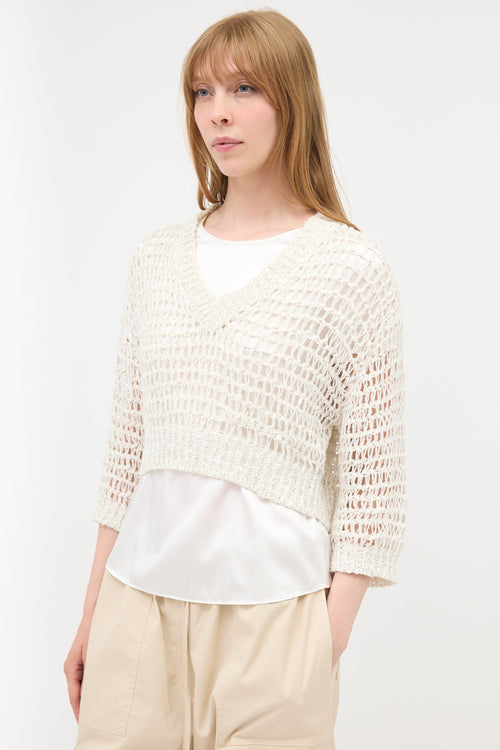 Brunello Cucinelli Cropped Open Knit Sweater