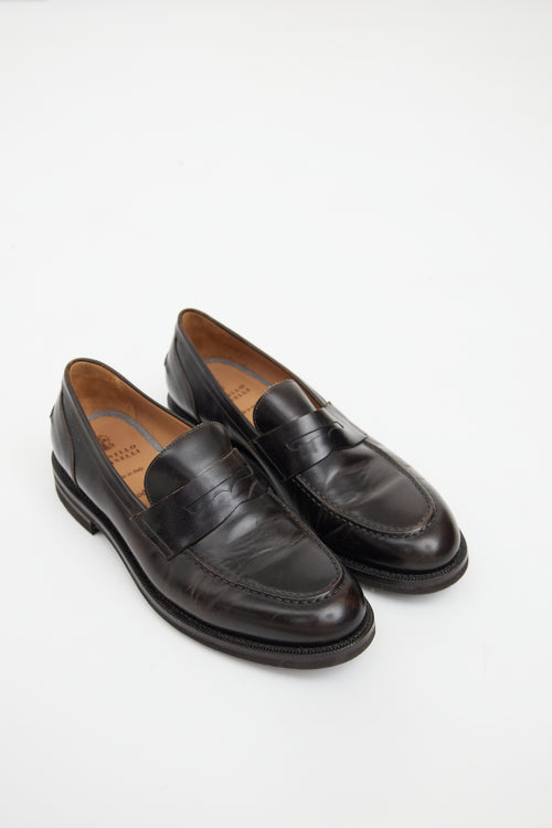 Brunello Cucinelli Dark Brown Leather Penny Loafer