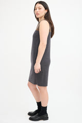 Brunello Cucinelli Dark Grey & Brown Leather Panel Dress