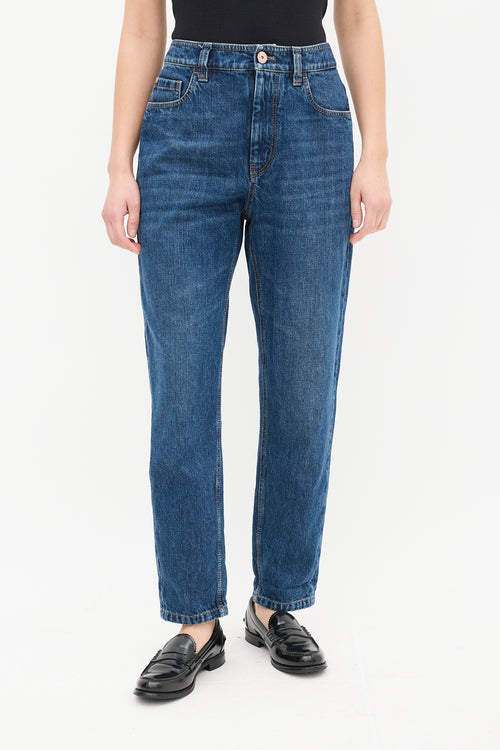 Brunello Cucinelli Dark Wash High Waist Tapered Jeans