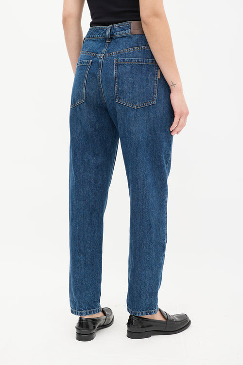 Brunello Cucinelli Dark Wash High Waist Tapered Jeans