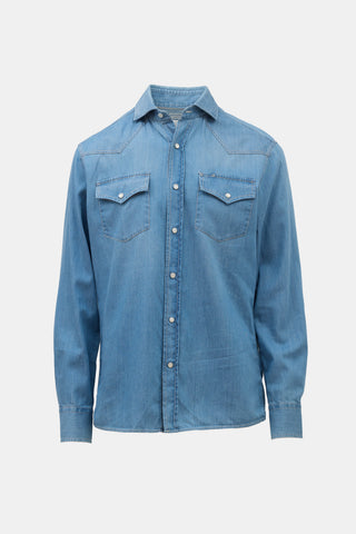 Brunello Cucinelli Denim Easy Fit Western Shirt