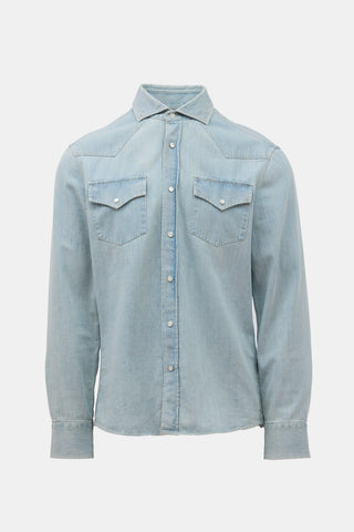 Brunello Cucinelli Denim Leisure Fit Western Shirt