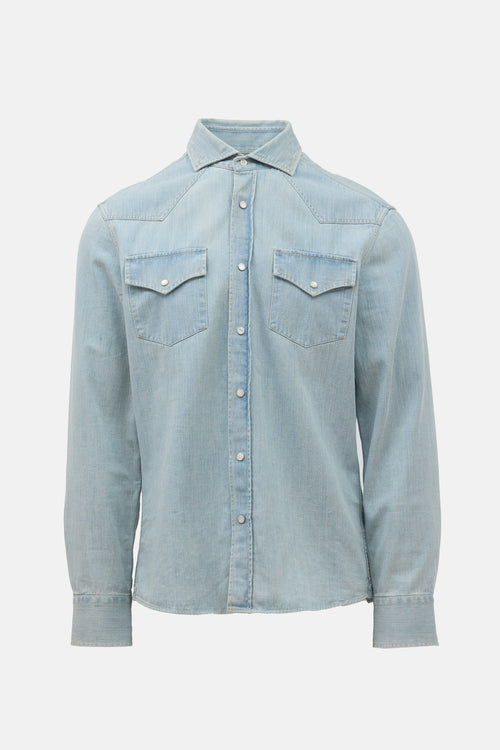 Brunello Cucinelli Denim Leisure Fit Western Shirt