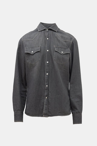Brunello Cucinelli Denim Leisure Fit Western Shirt