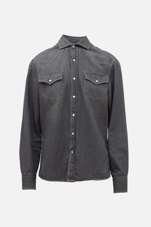 Brunello Cucinelli Denim Leisure Fit Western Shirt