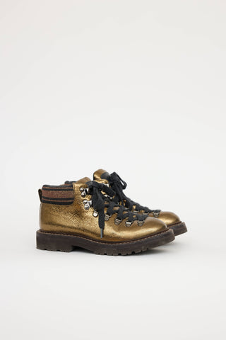 Brunello Cucinelli Leather Laceup Ankle Hiking Boot
