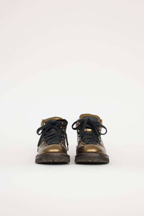 Brunello Cucinelli Leather Laceup Ankle Hiking Boot