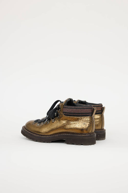 Brunello Cucinelli Leather Laceup Ankle Hiking Boot