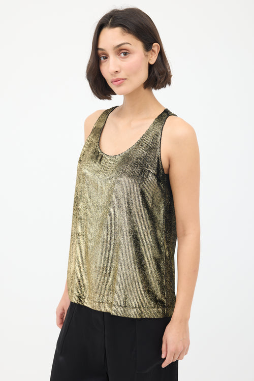 Brunello Cucinelli Gold Velvet Metallic Ribbed Tank Top