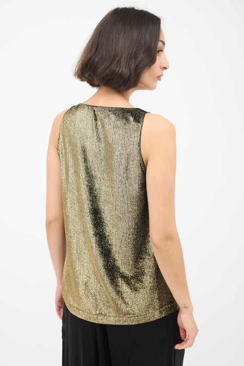 Brunello Cucinelli Gold Velvet Metallic Ribbed Tank Top