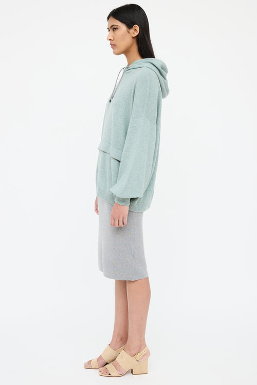 Brunello Cucinelli Green Wool Long Sleeve Hoodie