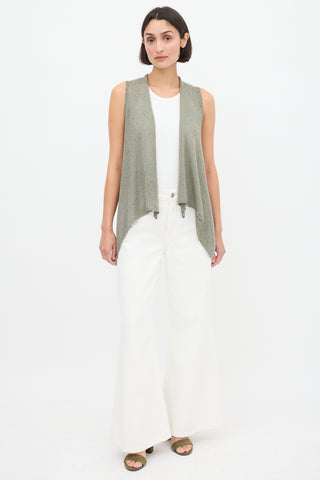 Brunello Cucinelli Green Linen Knit Sequin Vest