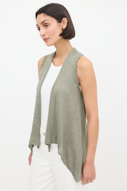 Brunello Cucinelli Green Linen Knit Sequin Vest