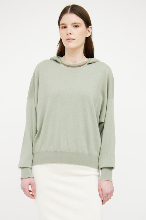 Brunello Cucinelli Green Cashmere Hooded Sweater