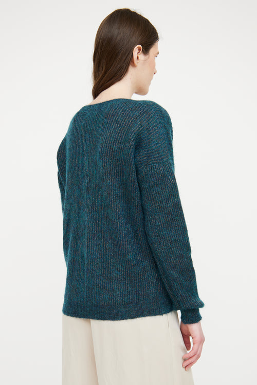 Brunello Cucinelli Green Metallic Mohair Sweater