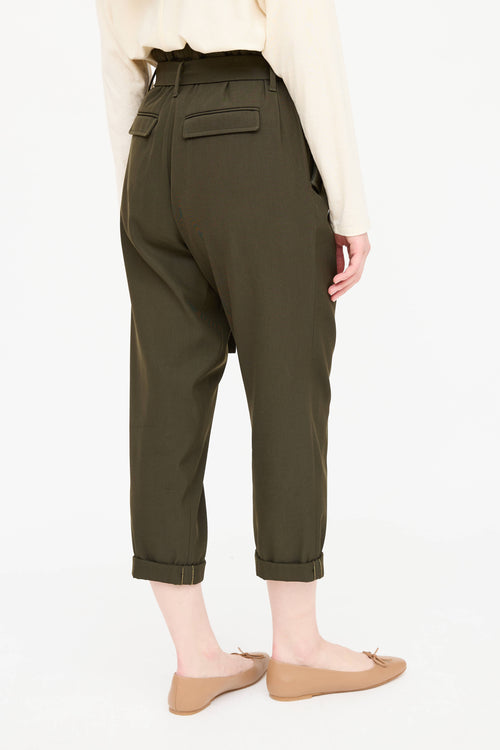 Brunello Cucinelli Wool Belted Cropped Trouser