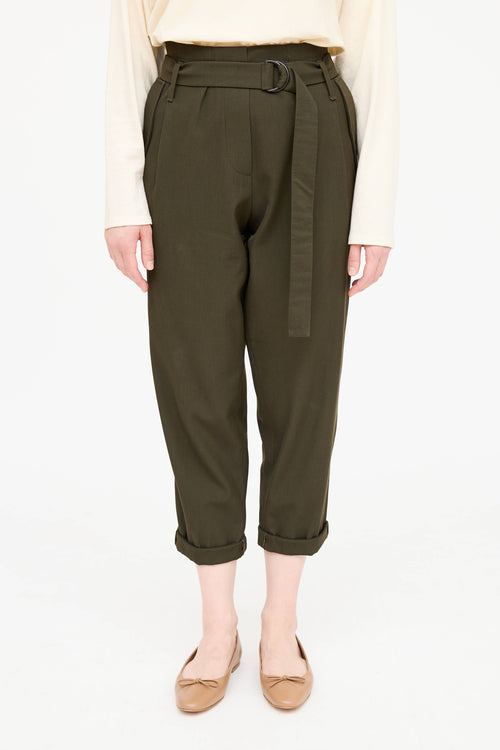 Brunello Cucinelli Wool Belted Cropped Trouser