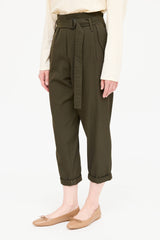 Brunello Cucinelli Wool Belted Cropped Trouser