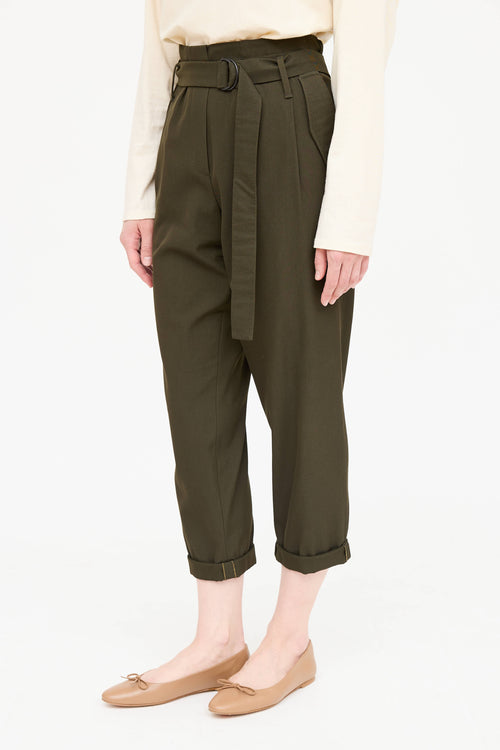 Brunello Cucinelli Wool Belted Cropped Trouser