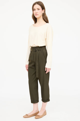 Brunello Cucinelli Wool Belted Cropped Trouser