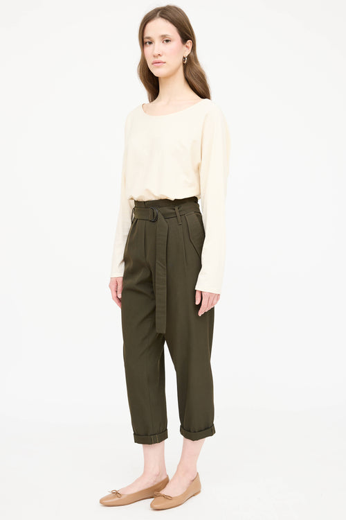 Brunello Cucinelli Wool Belted Cropped Trouser