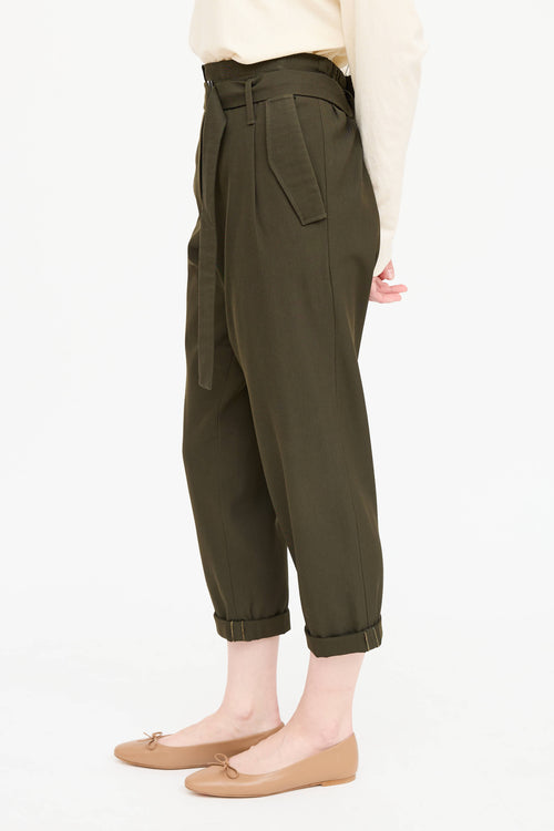 Brunello Cucinelli Wool Belted Cropped Trouser