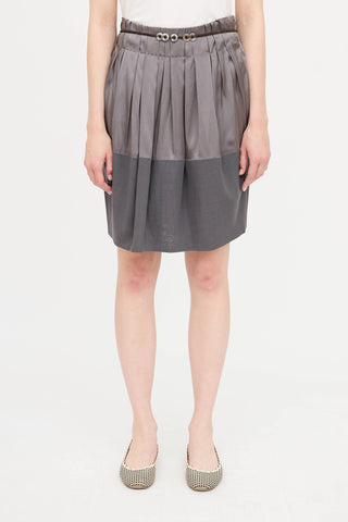 Brunello Cucinelli Wool & Silk Pleated Skirt