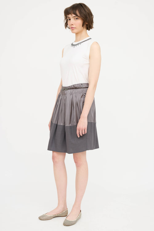 Brunello Cucinelli Wool & Silk Pleated Skirt