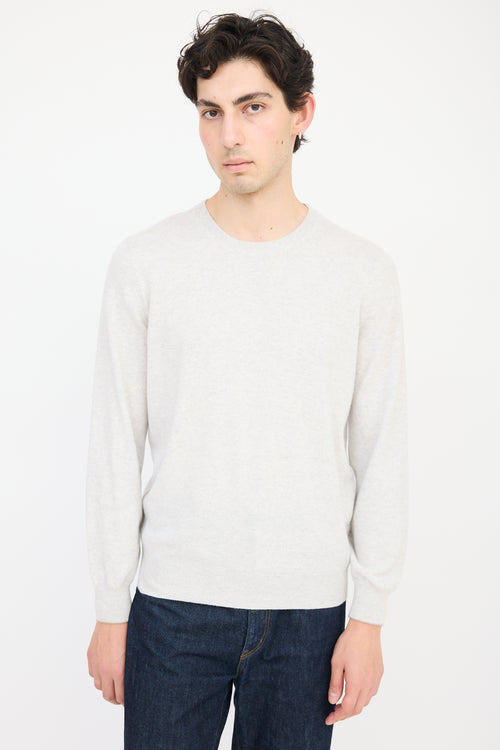 Brunello Cucinelli Grey Cashmere Knit Sweater