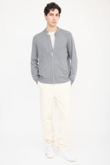 Brunello Cucinelli Grey Cashmere Knit Sweater Jacket