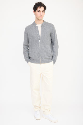 Brunello Cucinelli Grey Cashmere Knit Sweater Jacket