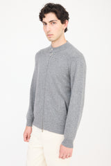 Brunello Cucinelli Grey Cashmere Knit Sweater Jacket