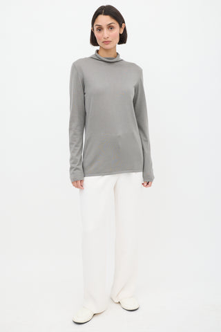 Brunello Cucinelli Grey Cashmere Knit Turtleneck