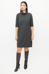 Brunello Cucinelli Grey Cashmere Monili Sweater Dress