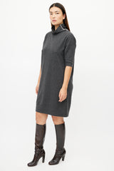 Brunello Cucinelli Grey Cashmere Monili Sweater Dress